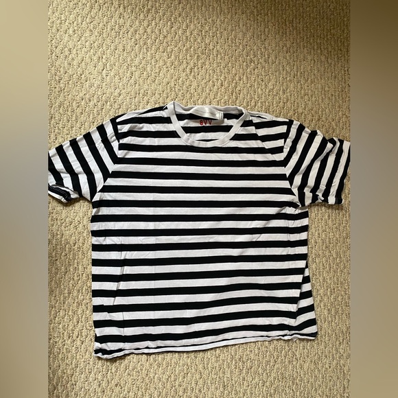 Victoria By Victoria Beckham Striped Short Sleeve Shirt White Blue Women’s Large - Picture 5 of 7